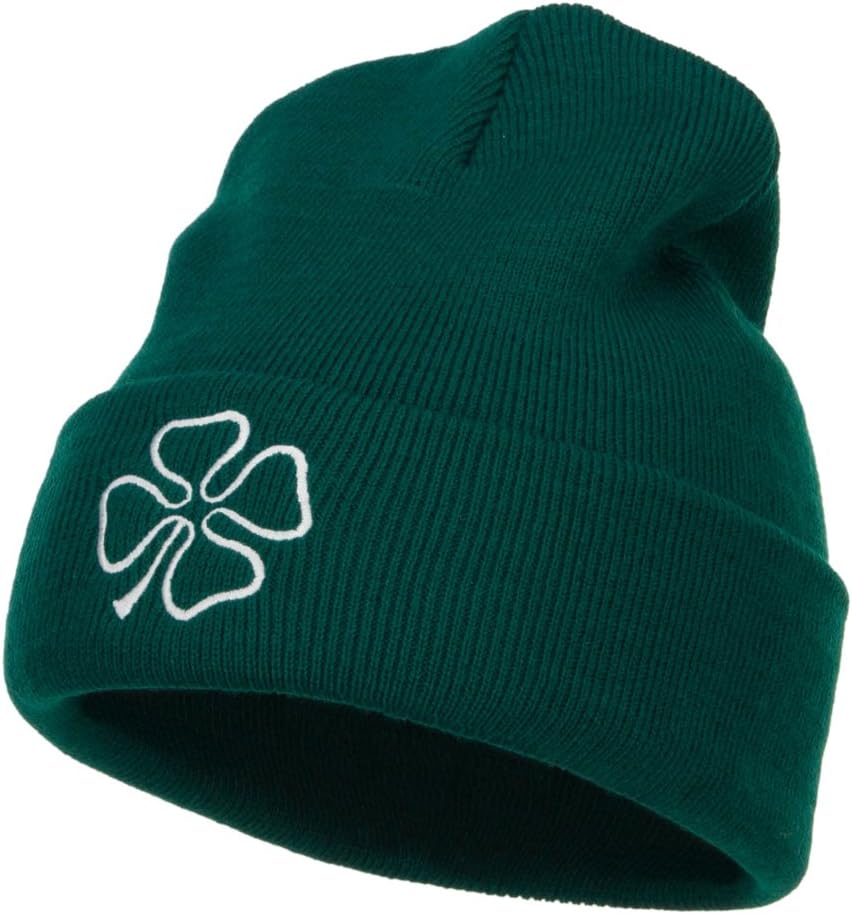 Four Leaf Irish Clover Embroidered Long Beanie