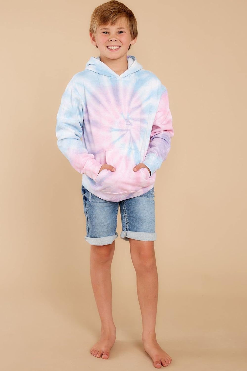 GAMISOTE Unisex Kids Tie Dye Sweatshirt Boys Girls Hooded Kangaroo Pocket Pullover Hoodies - Image 4