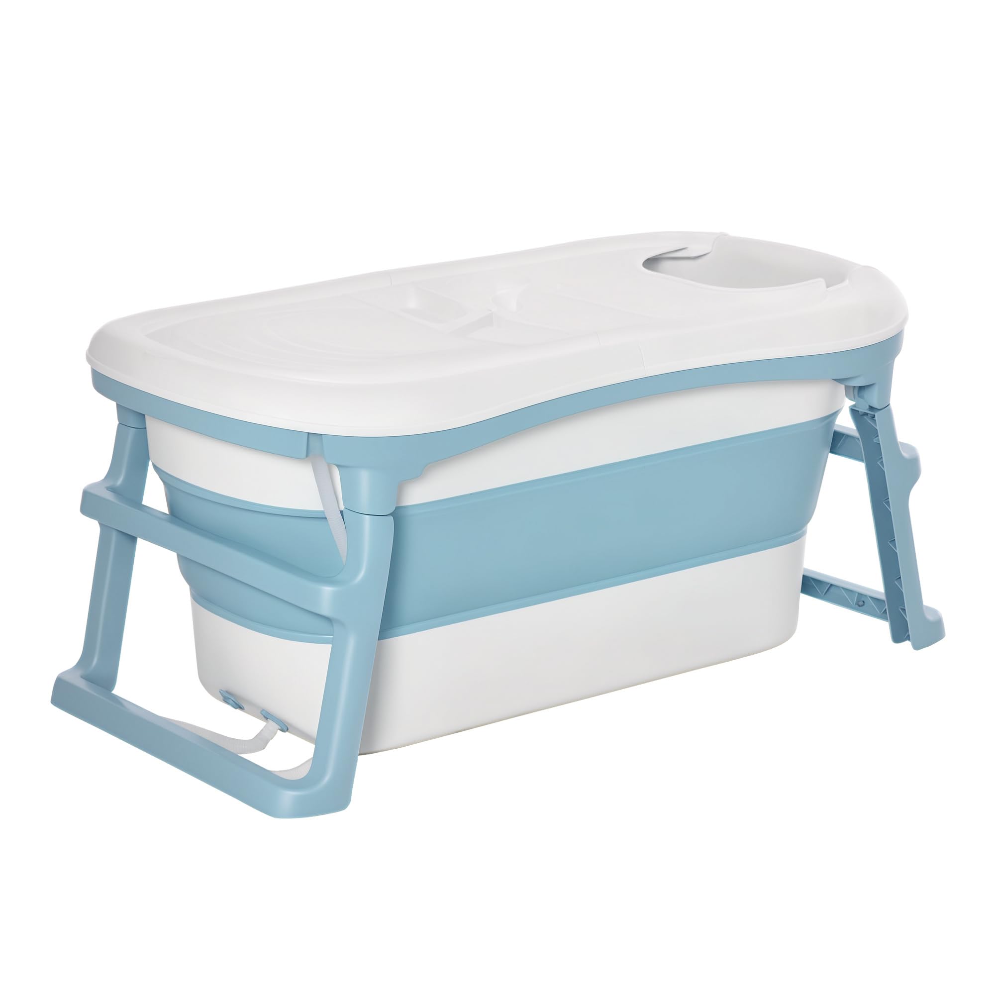 Foldable Bathtub Kids Bath Tub with Lid Large Freestanding Bathtubs Home Sauna for Toddler Children Teenage 1-12 Years