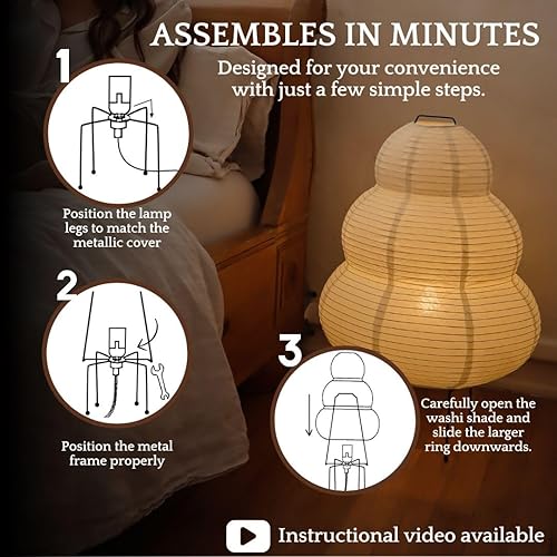 Miniatura 5 de Akari Noguchi Ambient Lighting Lámpara de pie de linterna de papel japonesa • Lámpara de linterna de papel de arroz • Lámpara de pie japonesa