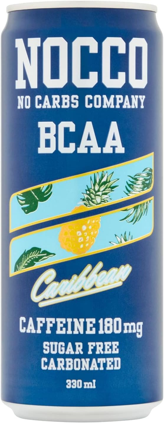 NOCCO BCAA Caraïbes 12 x 330 ml | Proteinreiches Energy - Obtenez des vitamines et du café boostés | Kohlensäurehaltige Sportgetränke für Muskelleistung et - régénération