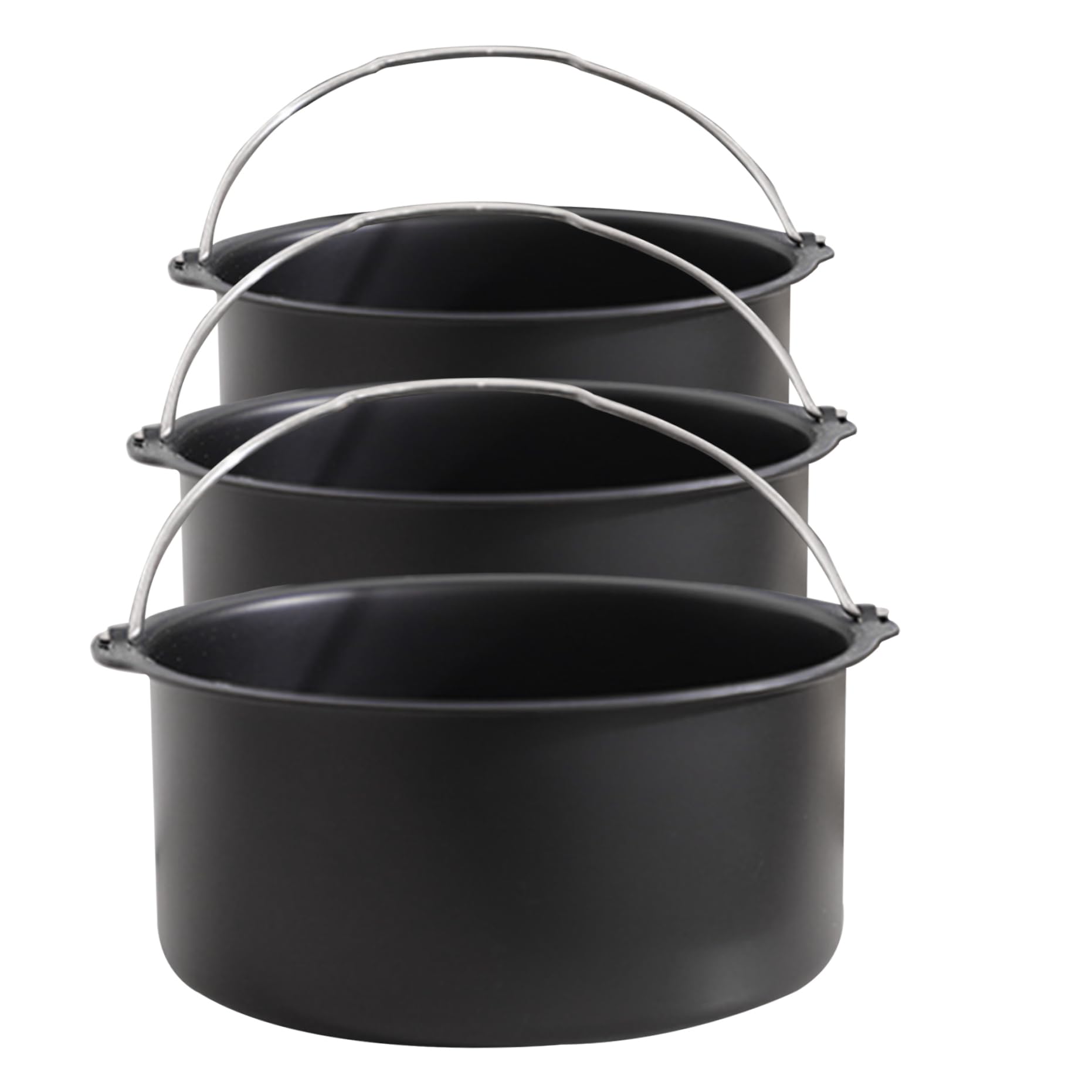 Freidora de aire para tartas de 8 pulgadas, sartén de acero al carbono, antiadherente, sartén para hornear con asa, resistente al calor, accesorios multifuncionales para freidora de aire, sartenes 4