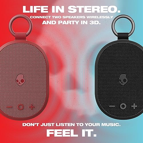 Image of Skullcandy Kilo Wireless Bluetooth Speaker - IPX7 Waterproof Mini Bluetooth Speaker with 24 Hour Battery, Downward Firing Passive Radiator, and True Wireless Pairing - Perfect for Outdoor (Red)