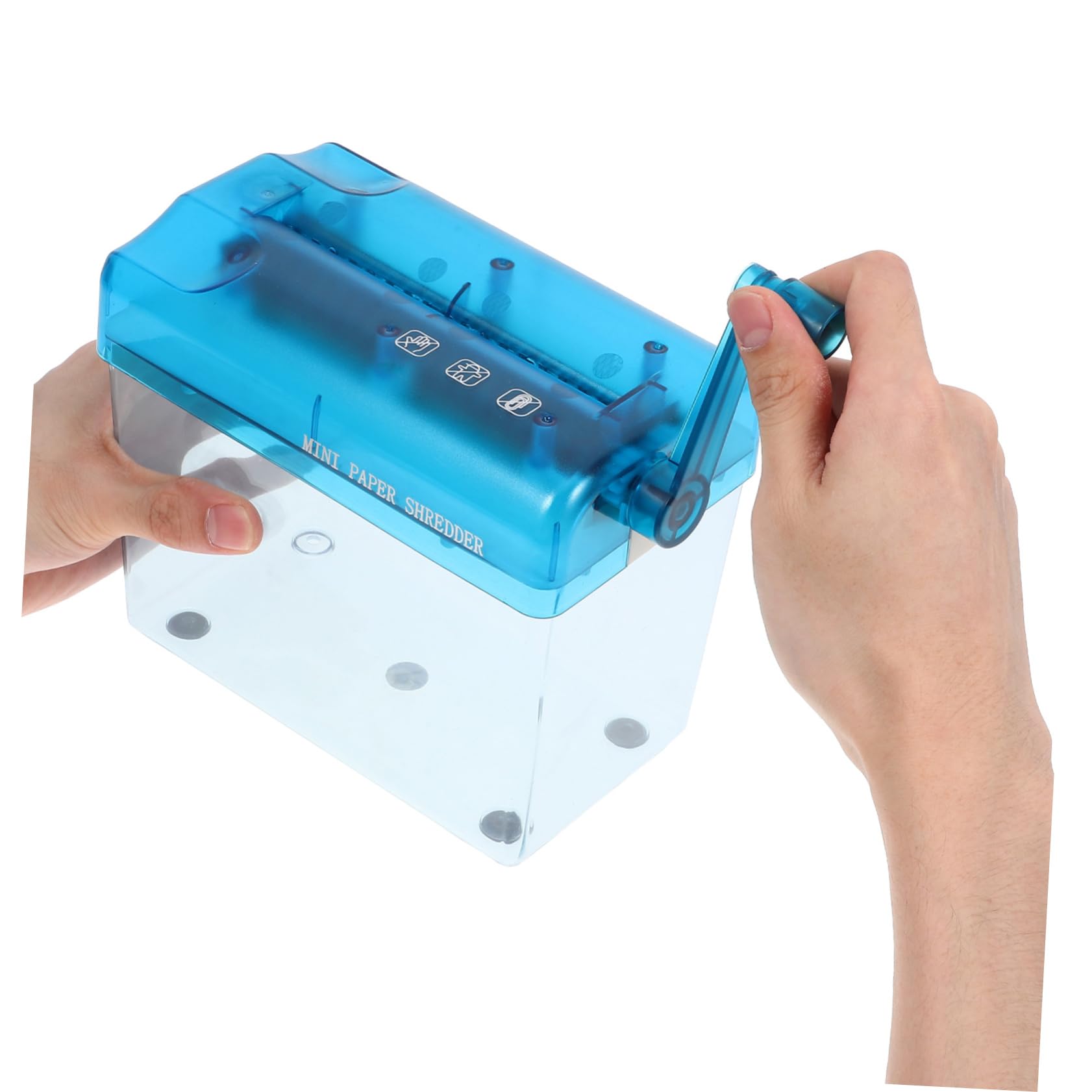 Distruggidocumenti Manuale Compatto Blu in Abs e Acciaio Inox