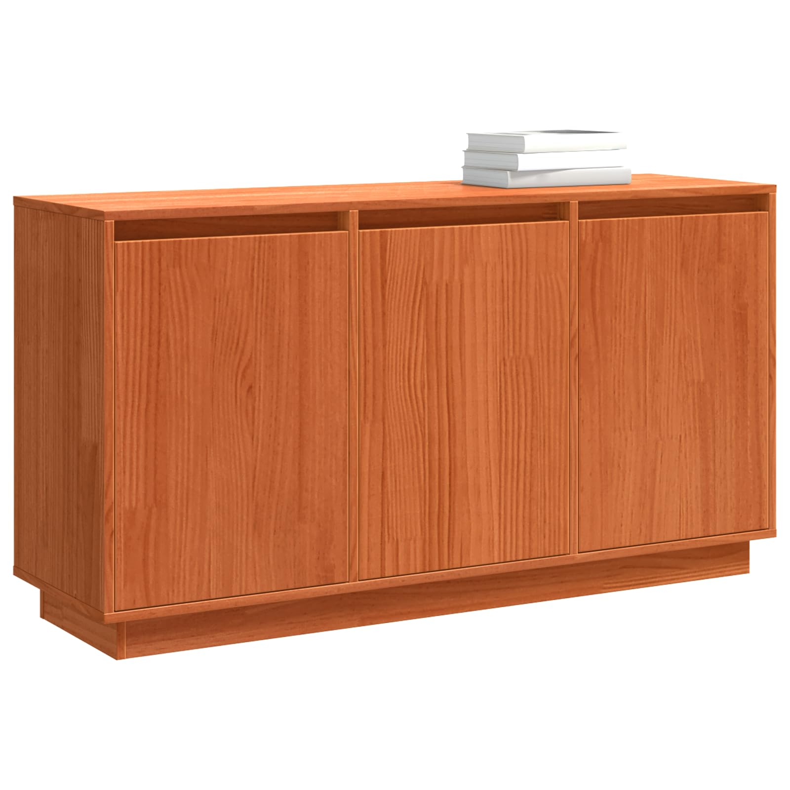 Solid Pine Wood 3-Door Sideboard, 111x34x60 cm Brown Oak