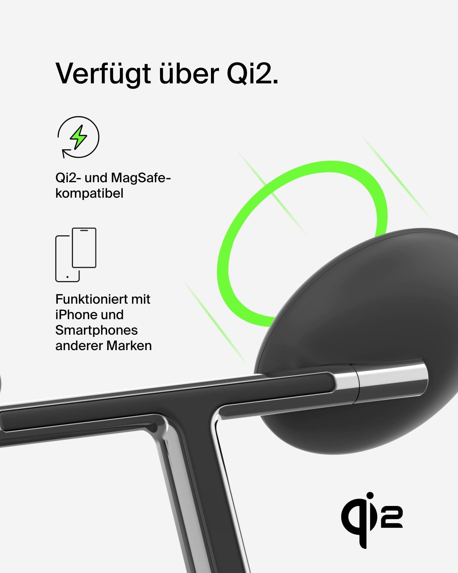 Belkin BoostCharge Pro Kabellose 3-in-1-Ladestation mit Qi2, 15W, MagSafe Kompatibel, Ladegerät Induktive für iPhone 17, Air, 16, 15, Pixelsnap, AirPods, Apple Watch, inkl. Netzteil – Schwarz