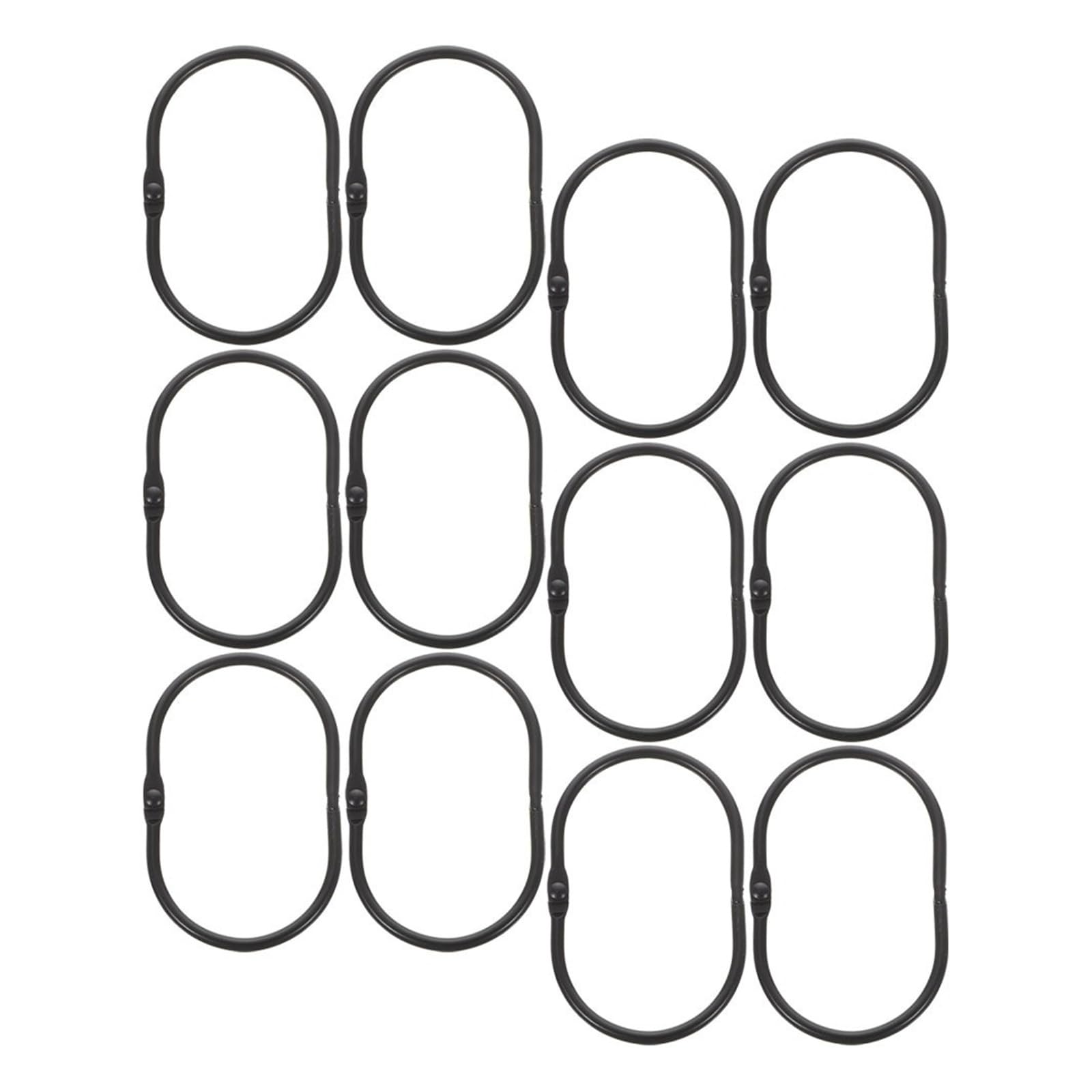 Shower Curtain Rings 12 Pcs Snap Open Shower Curtain Hooks Drapes Rings Closure Iron Metal Glide Roller Decorative Oval