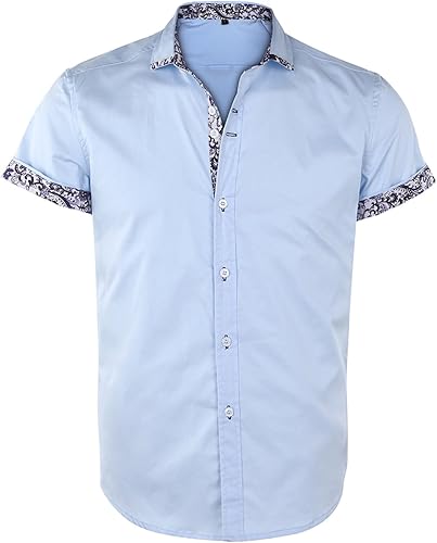Jandukar Short Sleeve Dress Shirts for Men Collard Button Up Shirts