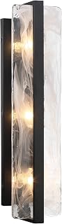 Minka Lavery 3615-66A Cloud Break Cloud Glass Wall Sconce, 3-Light 180 Total Watts, 24" H x 6" W, Coal Black