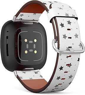 CJBROES Replacement Leather Watch Band, Compatible with Fitbit Versa 3 and Fitbit Sense of Wristband Bracelet Accessory - Dark Silver Gray