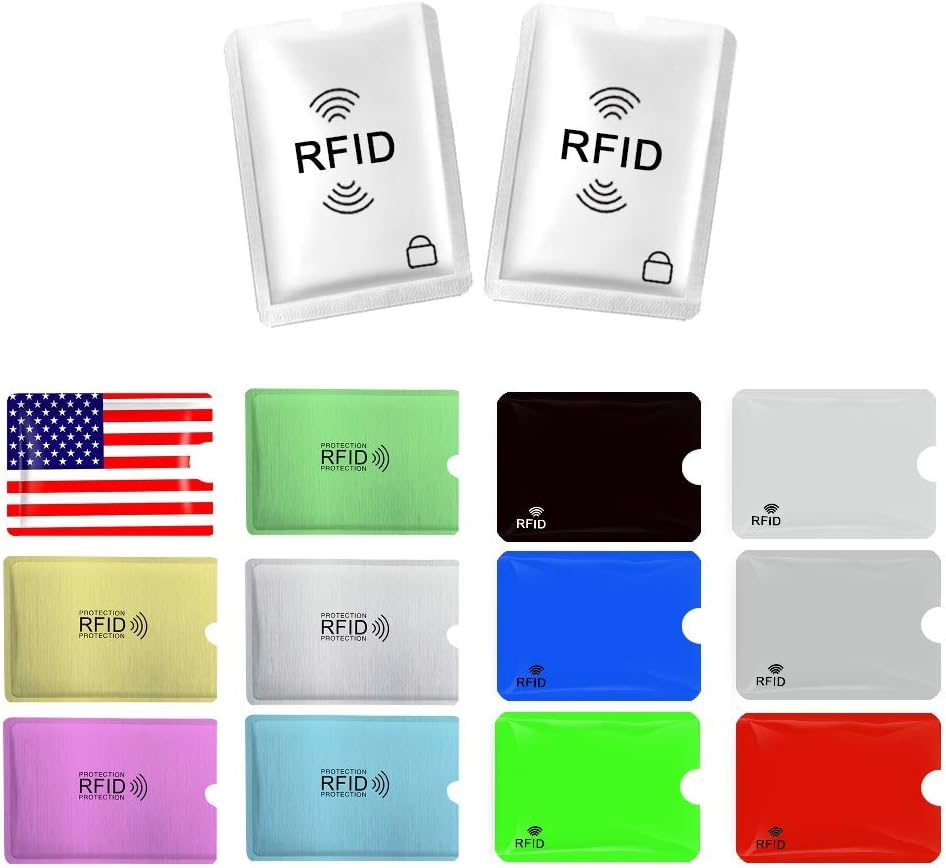 Credit Card Sleeve, 14PCS RFID Sleeves Credit Card Protectors for Identity Theft Protection (Set of 12 Credit Card Protector Sleeves + 2 Passport Holders)