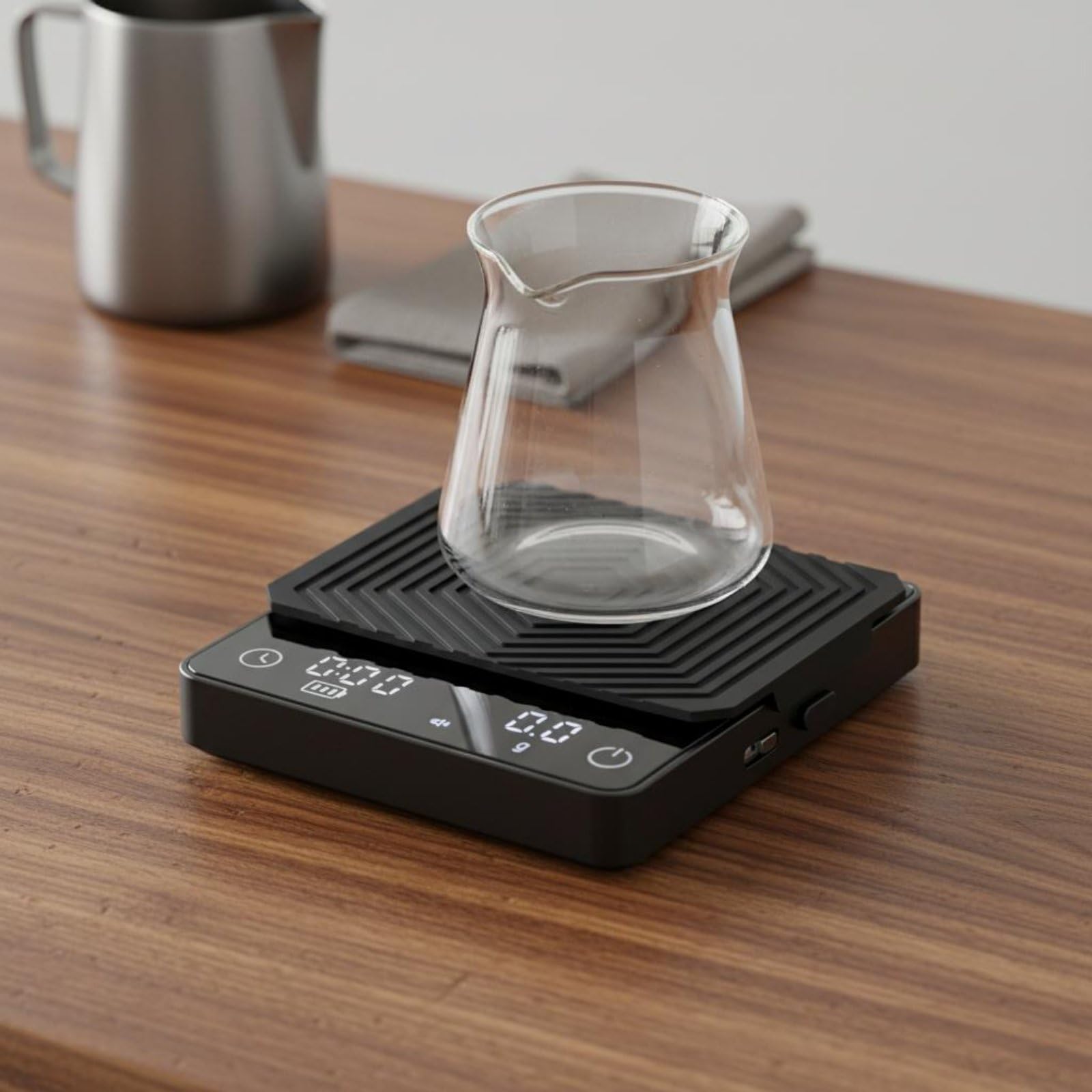 kowaku Balance de Café Numérique Balance Espresso Balance de Cuisine Balance de avec Minuterie Simple Tare Rapide Calibration Stable Format de Poche Adaptée, Silver