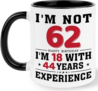 62nd Birthday Coffee Mug, 62 year old Birthday Gift Ideas for Men Women Her Him, Red Black 11oz
