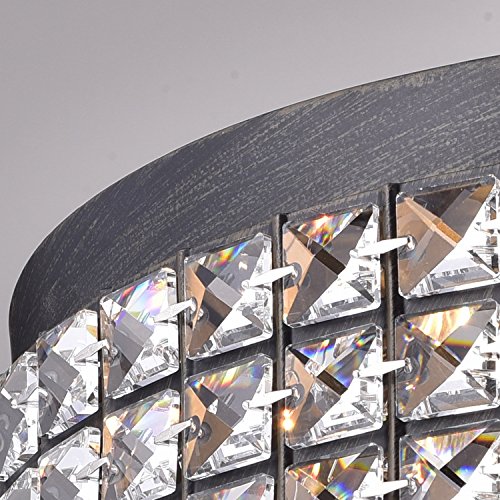 Jolie Iron Shade Crystal Flush Mount Chandelier - Thumbnail 3