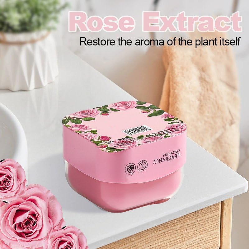 Image of Pink Rose Air Freshener | Long-Lasting Fragrance for Car, Washroom, Room, Home & Office | Odor Eliminator Gel for Fresh, Pleasant, Invigorating Aroma (90 gm.)