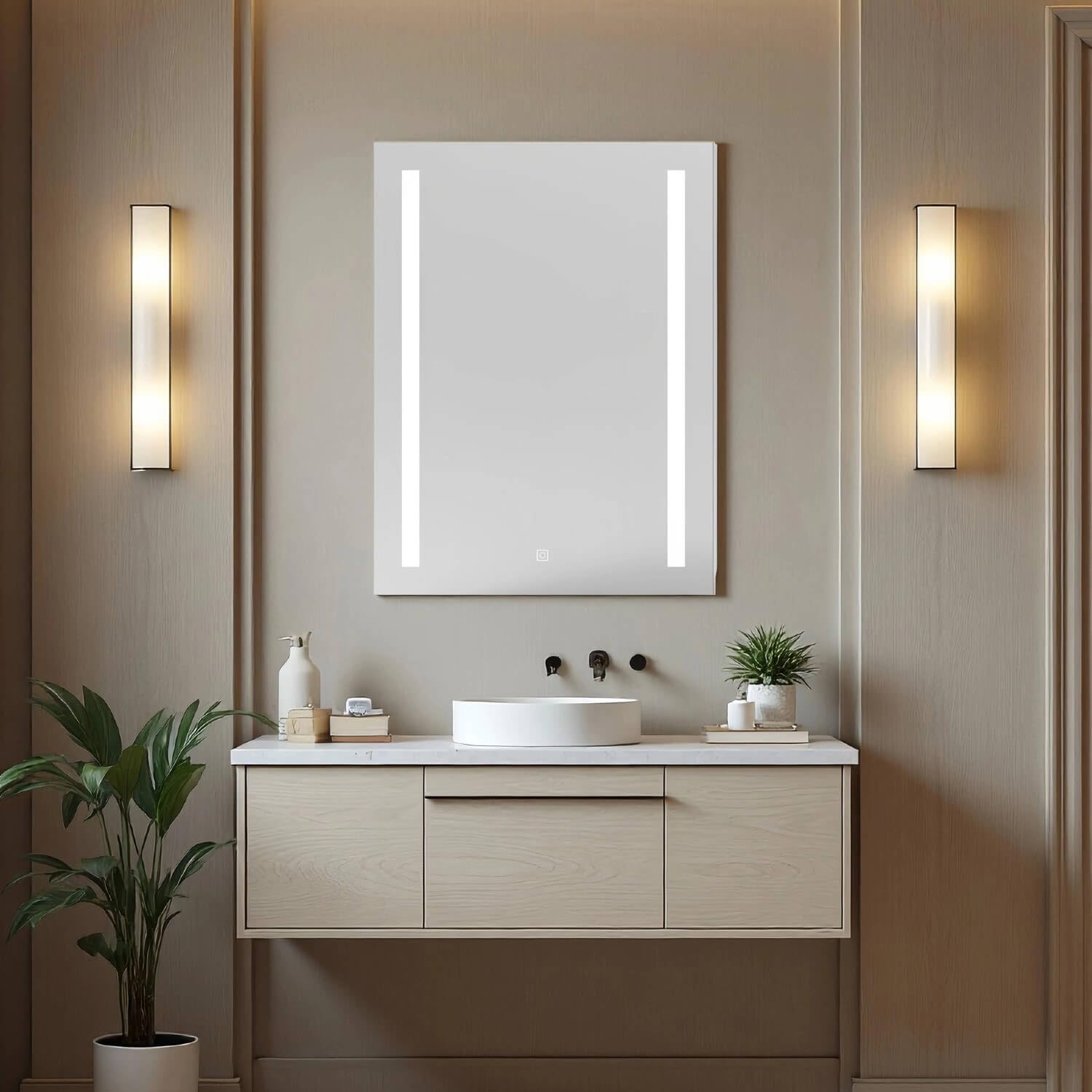 SLINE SANITARY 600x800mm Wall Mounted Metal Bathroom Mirror Cabinet with Shaver Socket,Dimmable Cold Lights,Anti-fog,Ample Storage Space,IP44