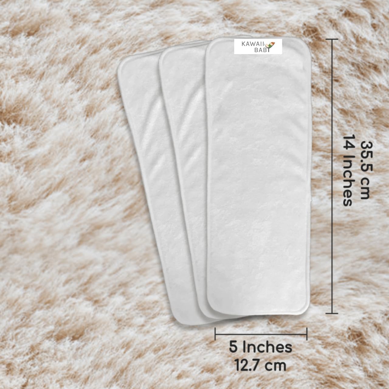 20 Pcs KaWaii Baby Premium 5-Layer Cloth Diaper Inserts Reusable Very Absorbent Booster Pad Washable Liners for One Size Baby Cloth Diaper, Newborn to Toddler,14 x 5