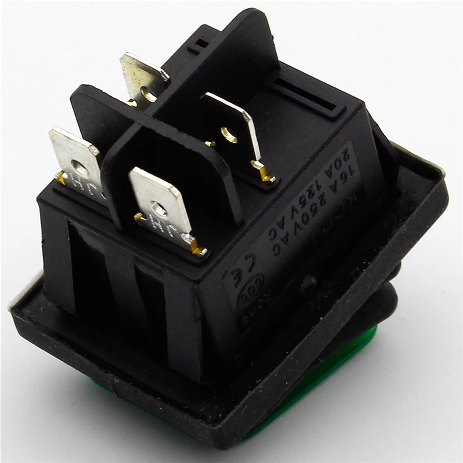 1 Stück grün verriegelnder Wippschalter IP55 4-polig 2 Positionen AC250 V/16 A LED beleuchtet