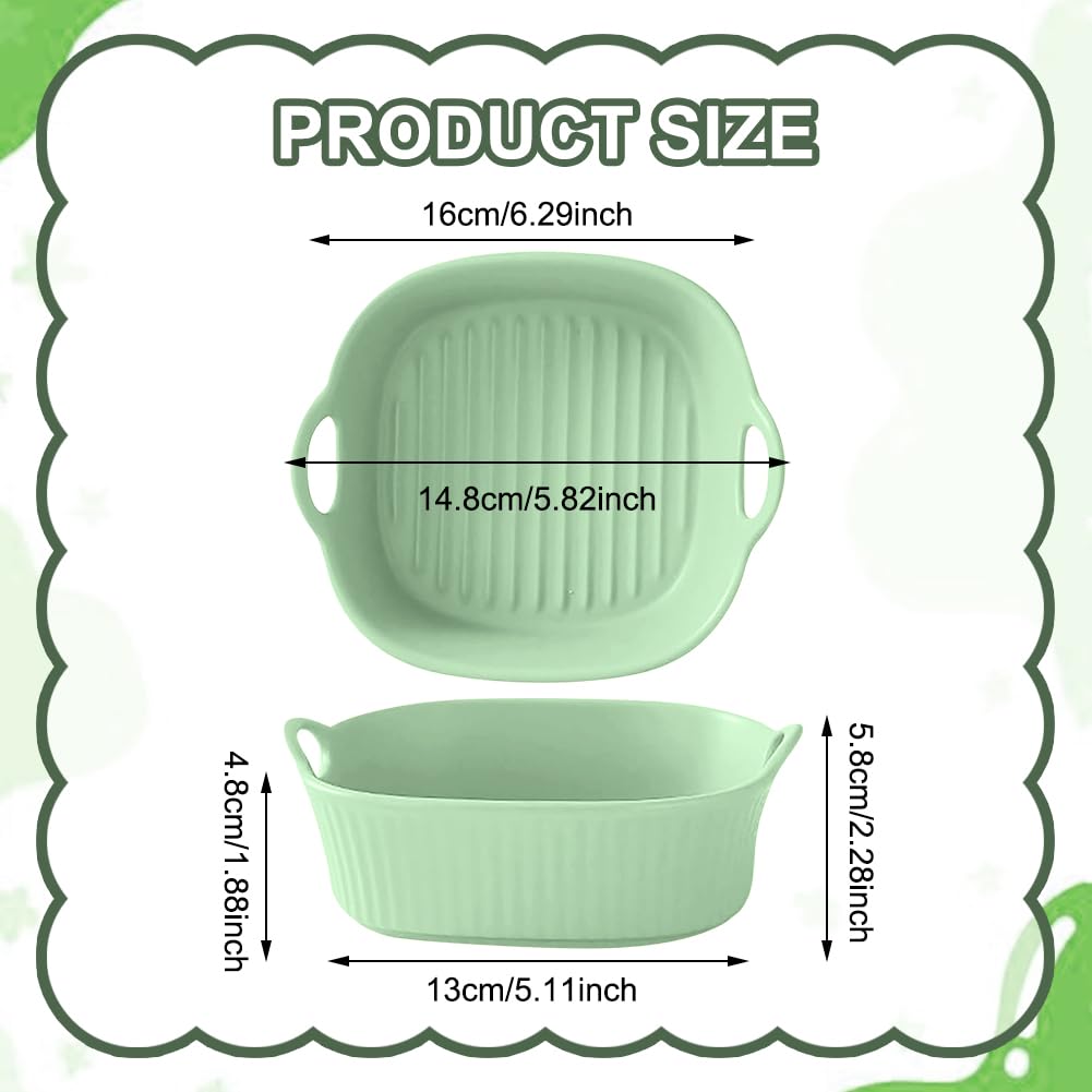 Molde de cerámica de 650 ml para airfryer y horno, bandeja de horno con calor uniforme, apto para lavavajillas y apilable, moldes de cerámica con asas, horno y microondas (verde)
