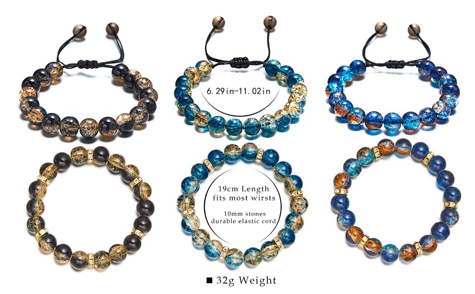 Beaded Stretch Bracelets for Women Men Healing Crystal Stone Bracelet Bead Adjustable Unisex Gemstones Bracelets 10MM Weave Jewelry Gifts2