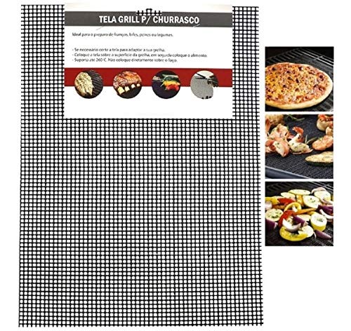 Kit com 2 Tela Grill Tapete Manta Teflon Churrasco Chapa Grelha 40x30