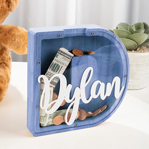 Miniatura 4 de Getname Necklace Banco personalizado para niños, banco de nombres para niños, alcancía de madera, caja de dinero de madera para monedas, alcancía de