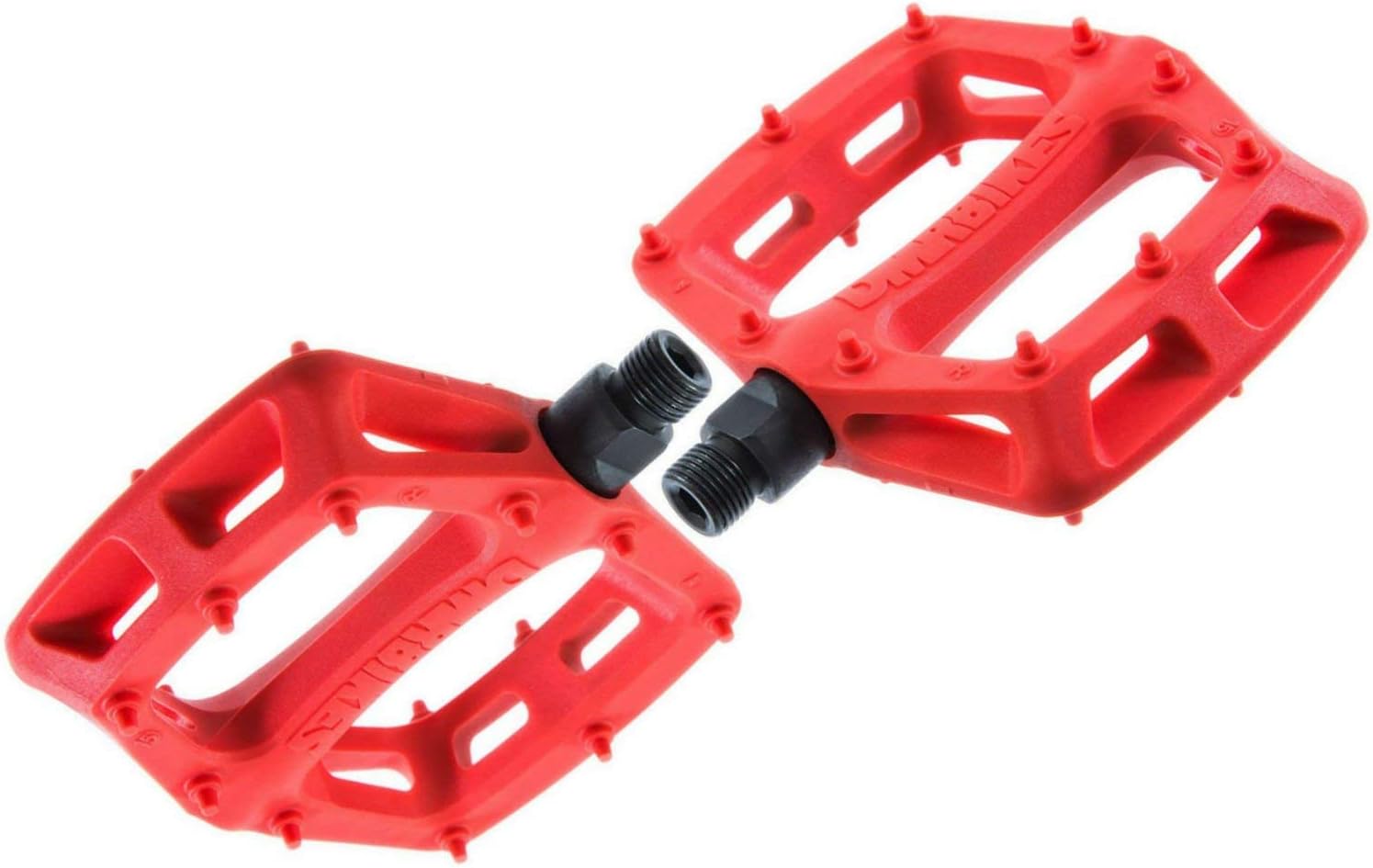 Dmr V6 Plastic Flat MTB Pedals - Red, CrMo Axle/Lightweight Mountain Biking Bike Trail Off Road Pin Dirt Jump Enduro Bicycle Cycling Cycle Downhill Sticky Grip Riding Ride Platform Part 9/16