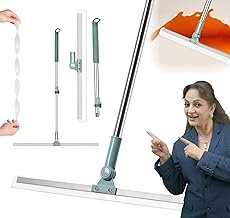 PANCA Magic Floor Wiper Flexible Mop | Multifunctional Broom Sweeps & Wipes All Surfaces | Magic Twist Silicon Brush for Home, Bathroom, Window & Car Cleaning | 50 Inch Handle, 180° (Magic Mop)