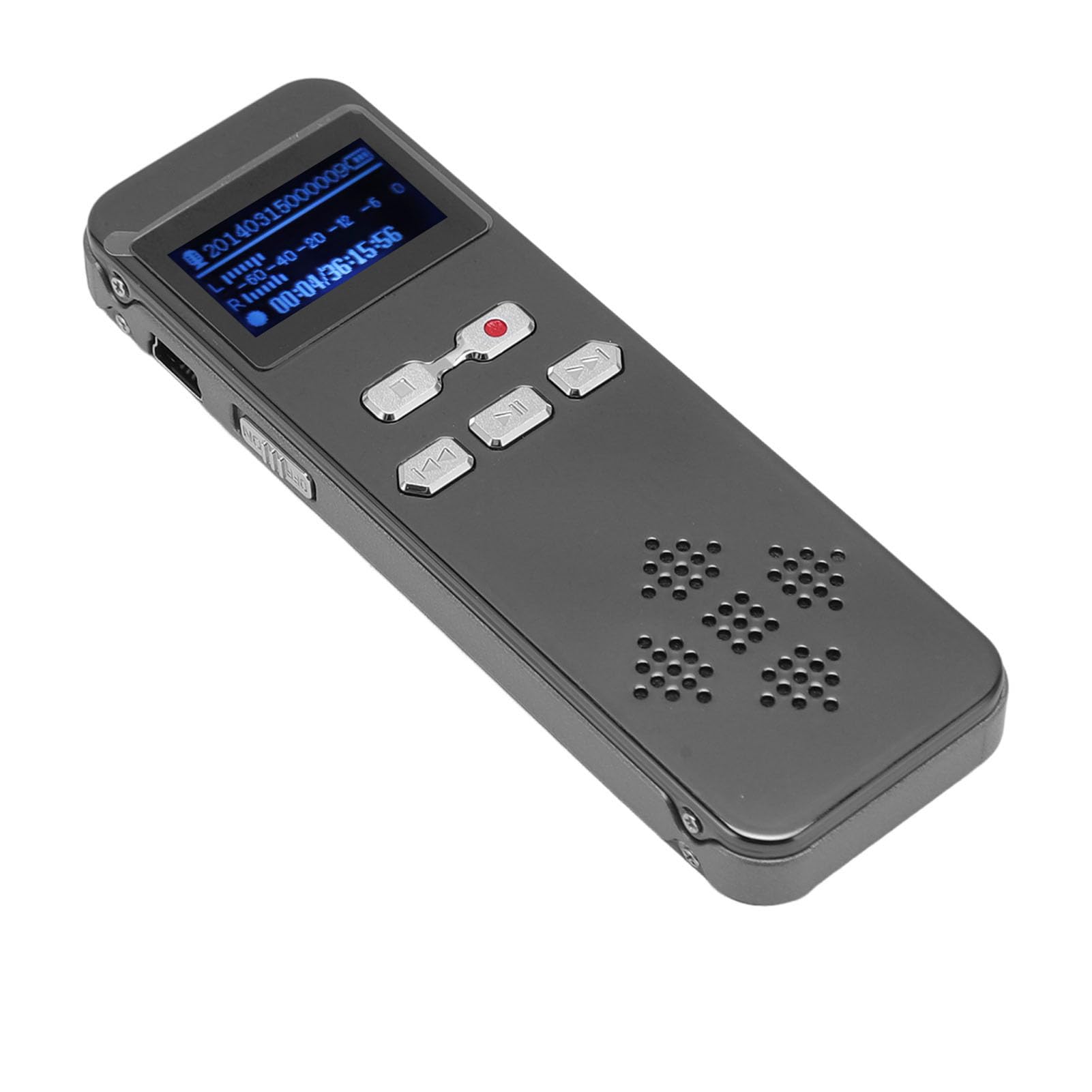 Registratore vocale digitale, registratore vocale digitale portatile altamente restaurato, doppio microfono, suono stereo, riduzione del rumore professionale, funzione password registratore MP3 per