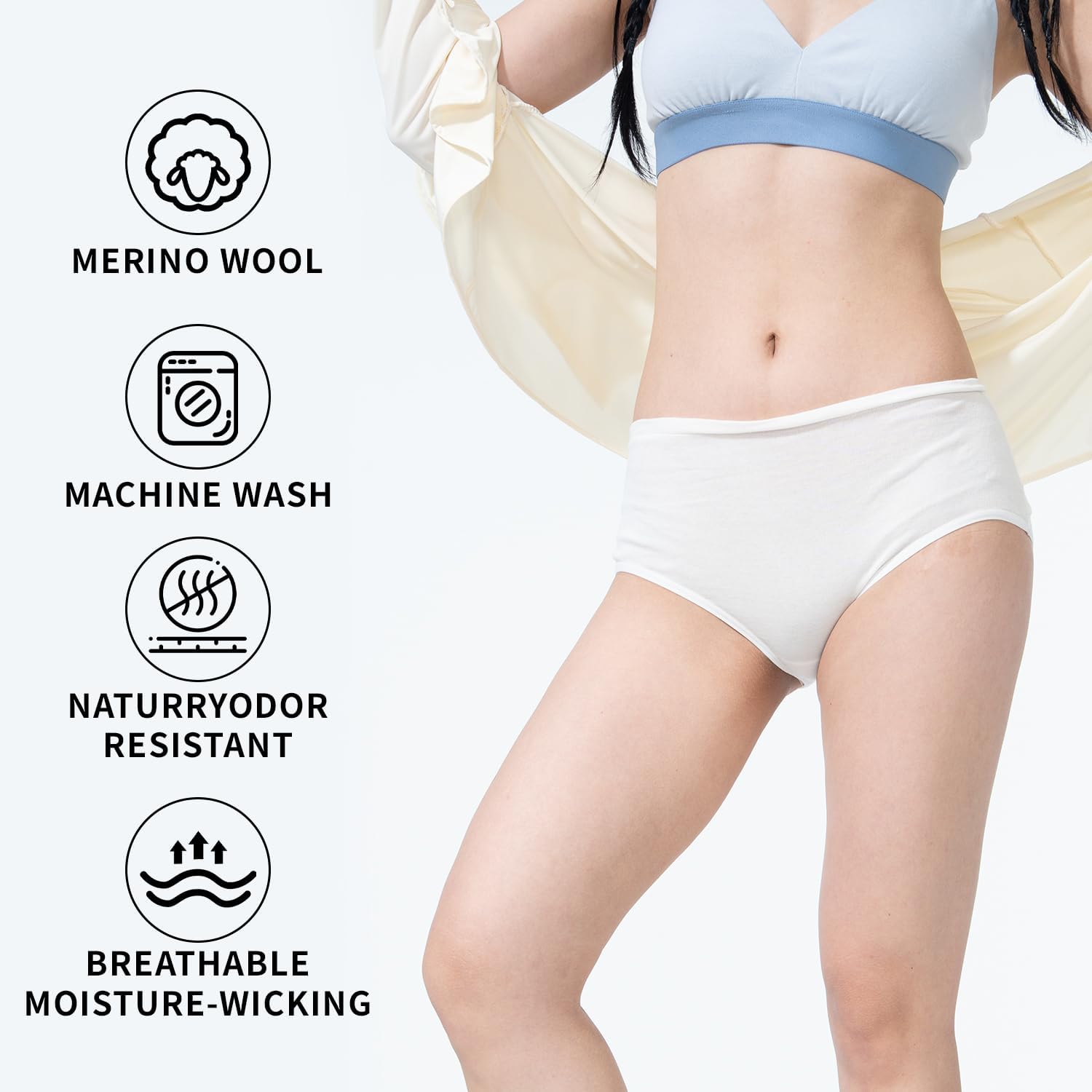 Women's Merino Wool And Tencel Underwear - Soft Breathable Briefs Mid-Rise Panties for Outdoors Sports,Hiking - Image 3