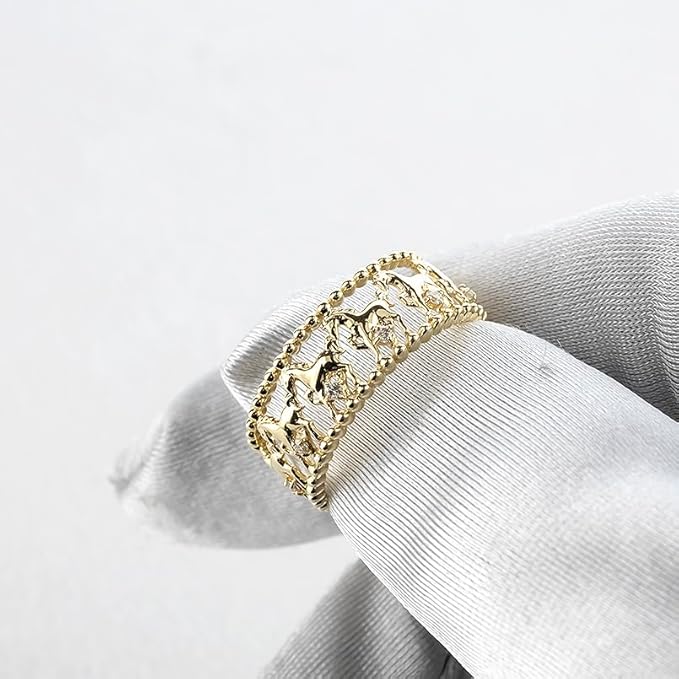 馬 デザイン リング ゴールド 18金 ダイヤモンド 指輪 おしゃれ レディース 幅広 太め お守り - 画像 (4)