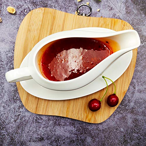 Tripdock 12 Ounce Ceramic Gravy Boat With Ceramic Saucer Stand/Tray #TOP4