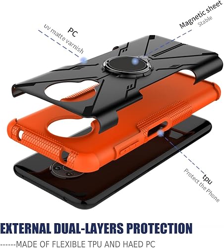 Miniatura 4 de Gufuwo Funda para Nokia G10 TA-1334, funda para Nokia G20 TA-1336 con protector de pantalla de vidrio templado, soporte de anillo de metal para