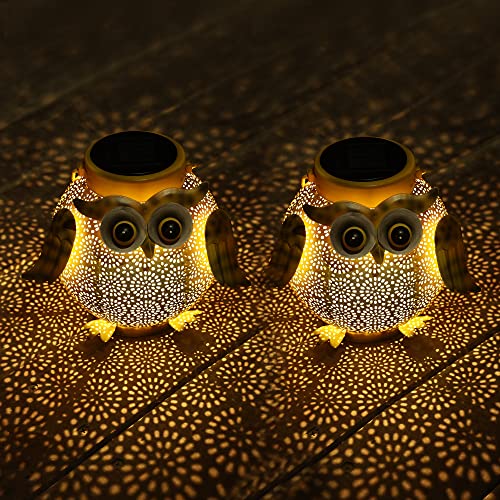 2 Pack Hanging Solar Lanterns - Garden Light Waterproof Metal Decorative Solar Lantern Lights Outdoor For Patio Yard Table Pathway With Owl Pattern #TOP6