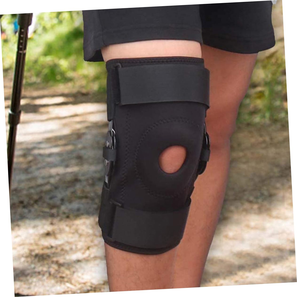 Happyyami Hinged Knee Brace with Removable Stabilizers Open Patella Design for Enhanced Support Comfort for Football Sports Activities Compression Fit for Optimal Use