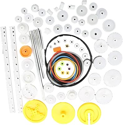 NATEFEMIN 82 Pcs Plastic Gears Set Pulley Belt Worm Kits Motor Car Toy for Aircraft Car Model DIY Robot Gear Kit