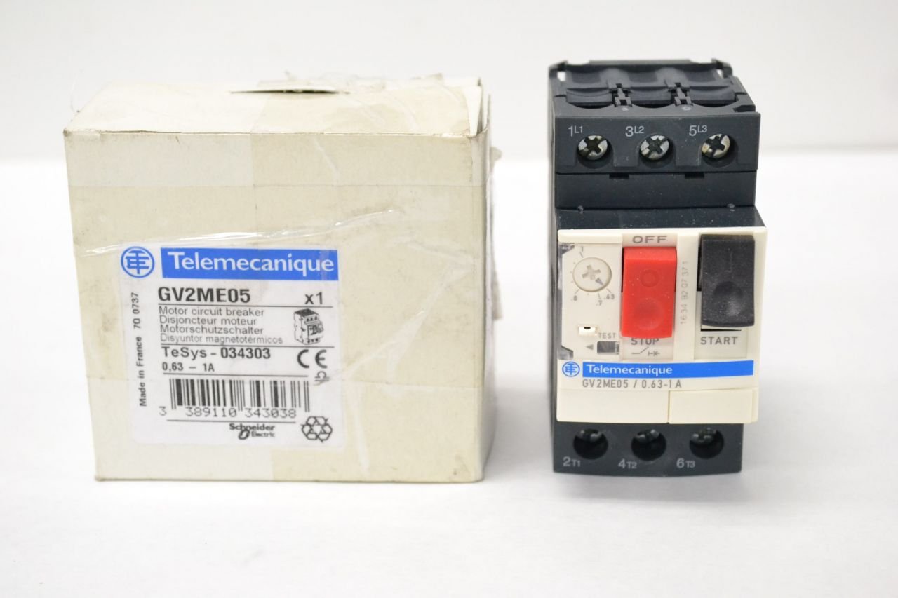Telemecanique GV2ME05 Motor Protector, 0.63-1.0A, 3P, 600V
