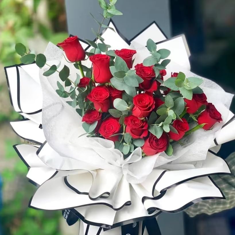 Miniatura 8 de Leoyoubei 20 hojas de papel de regalo de flores, embalaje de regalo impermeable o embalaje en caja de regalo, se puede empaquetar en ambos lados,