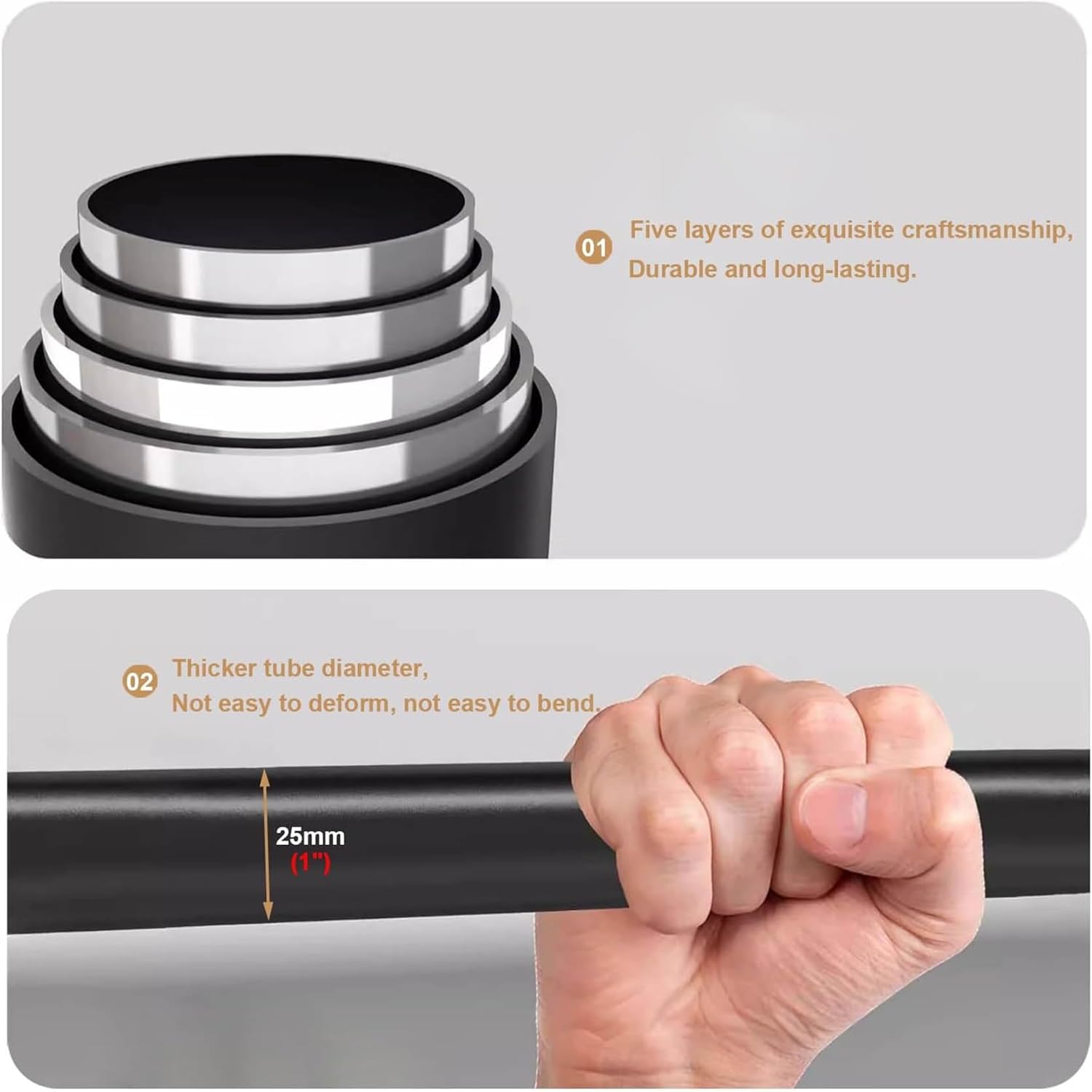 コーナーワードローブカーテンロッド 180&deg;回転可能 ステンレススチール製 伸縮ロッド 滑り止め 調節可能 ドレープサポート 95～