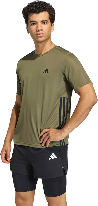 adidas VX394 Mens Workout Essentials Base 3-Stripes Short Sleeve Tee