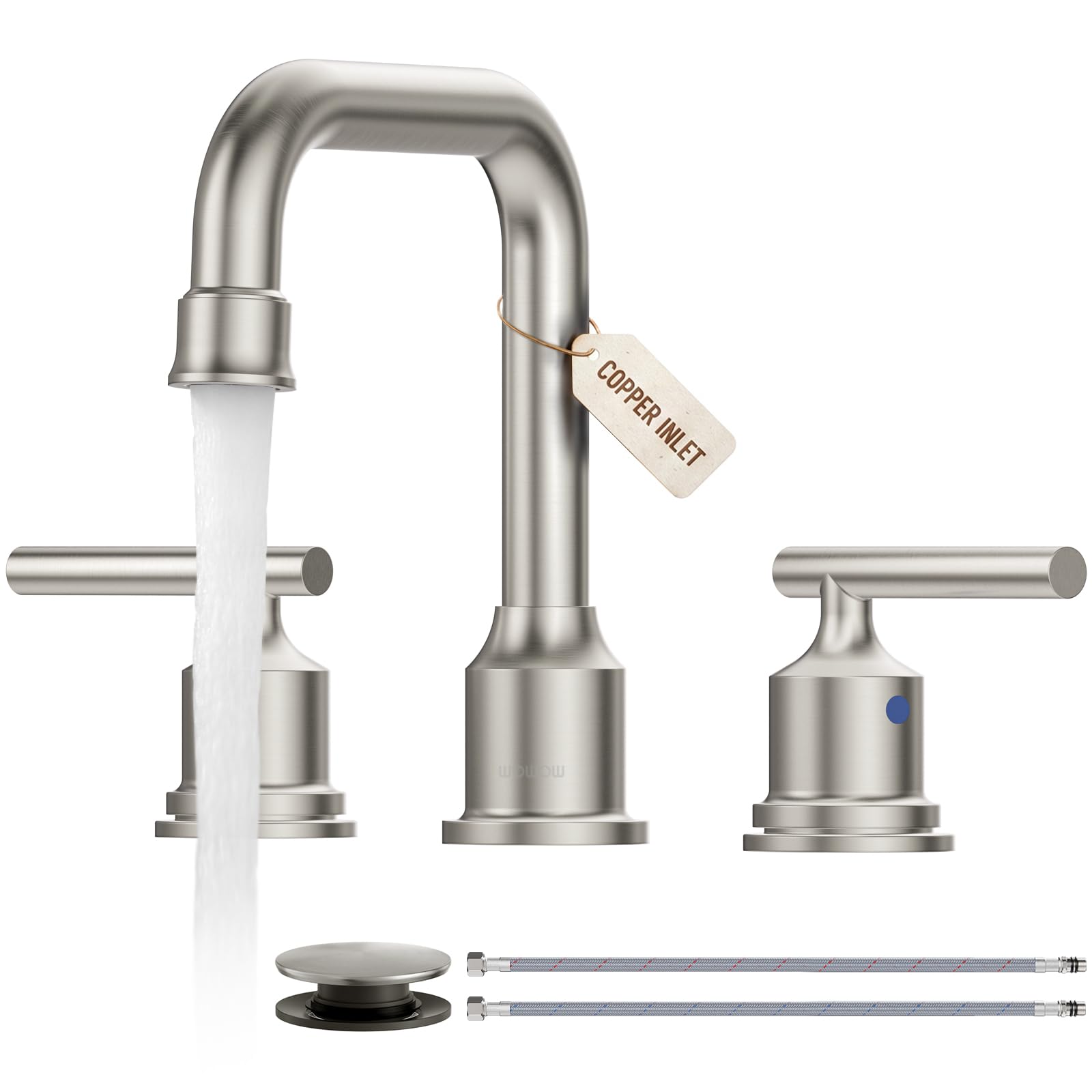 WOWOW Black Bathroom Faucet 3 Hole, Widespread Vanity Sink Faucets 8 Inch — Amazon image 19