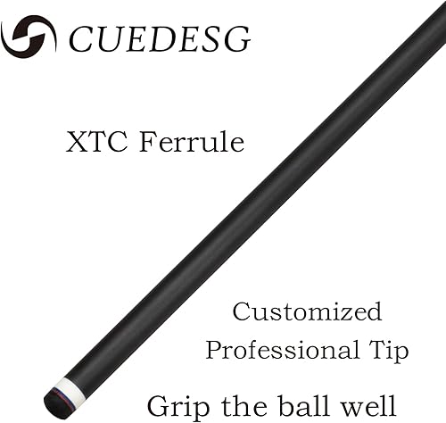 Miniatura 5 de Palo de taco de piscina de fibra de carbono 0.413 in0.465 in0.492 in, palo de piscina de baja desviación, palo de taco profesional con estuche