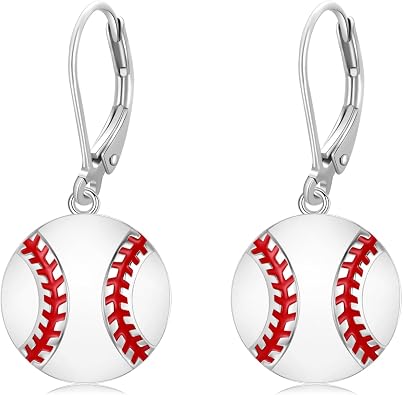 JUSTKIDSTOY 925 Sterling Silver Ball Earrings Sports Leverback Dangle Drop Earrings Jewelry Gifts for Women Girls