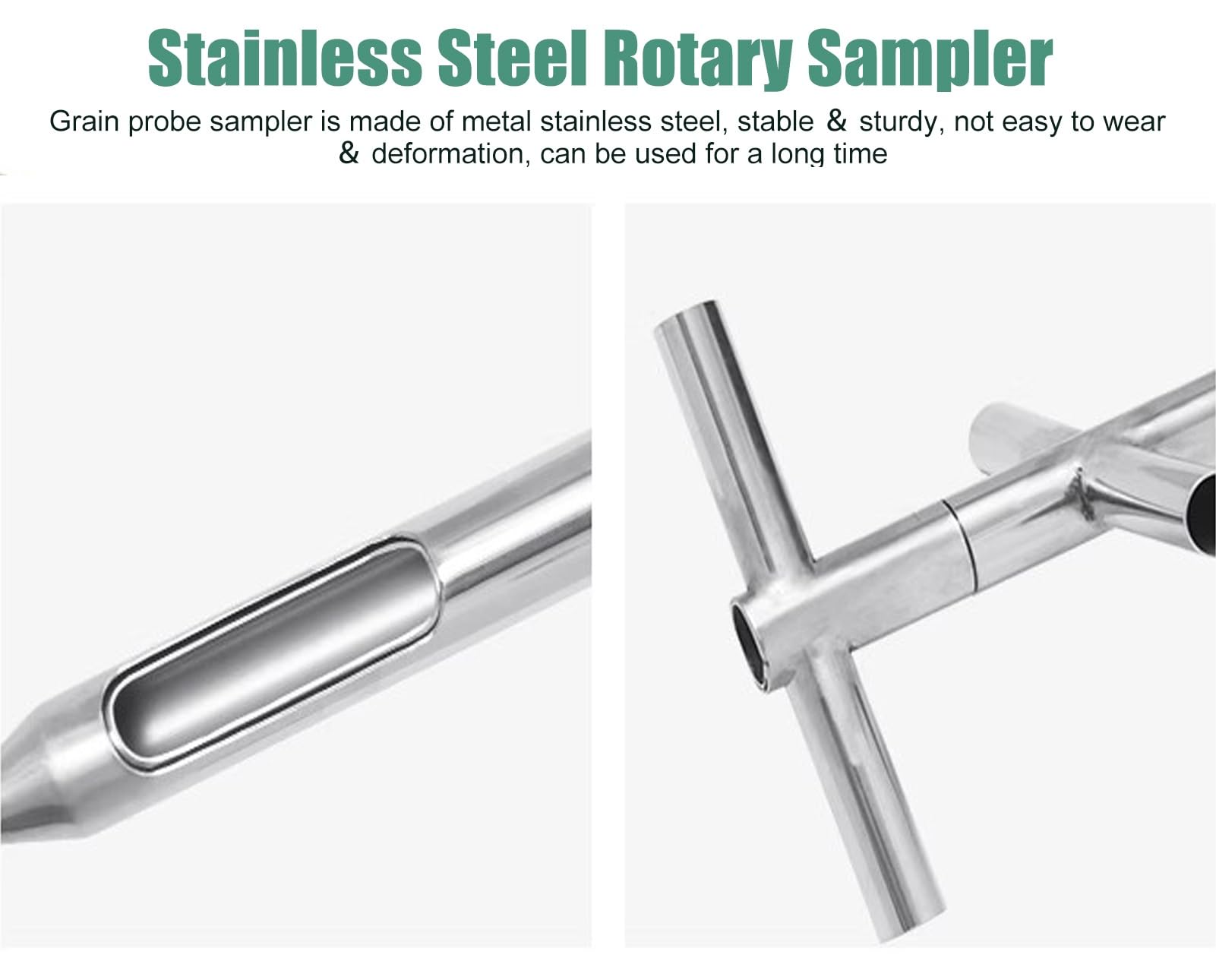 Campionatore di polveri in acciaio inox, 1,5 m, con 3 fessure, strumento rotante per campionamento del suolo, ideale per laboratorio agricolo e test alimentari, diametro 32 mm