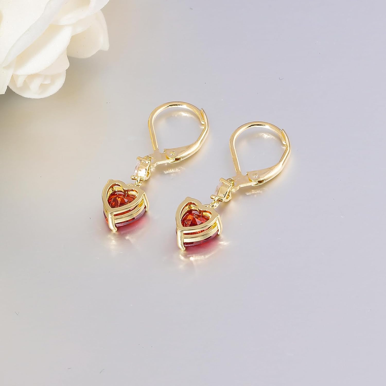 CiNily Heart-Cut Drop Dangle Earrings for Women 14K White Gold Plated Cubic Zirconia Simulated Diamond Dangle Earrings Jewelry Gifts for Mothers Day Weddings Birthday Party - Image 5