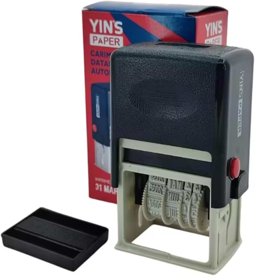 Carimbo Datador Automático Recarregável, 2024 até 2035, Auto Entintado, Impressão 2,6 x 0,5 cm, Preto