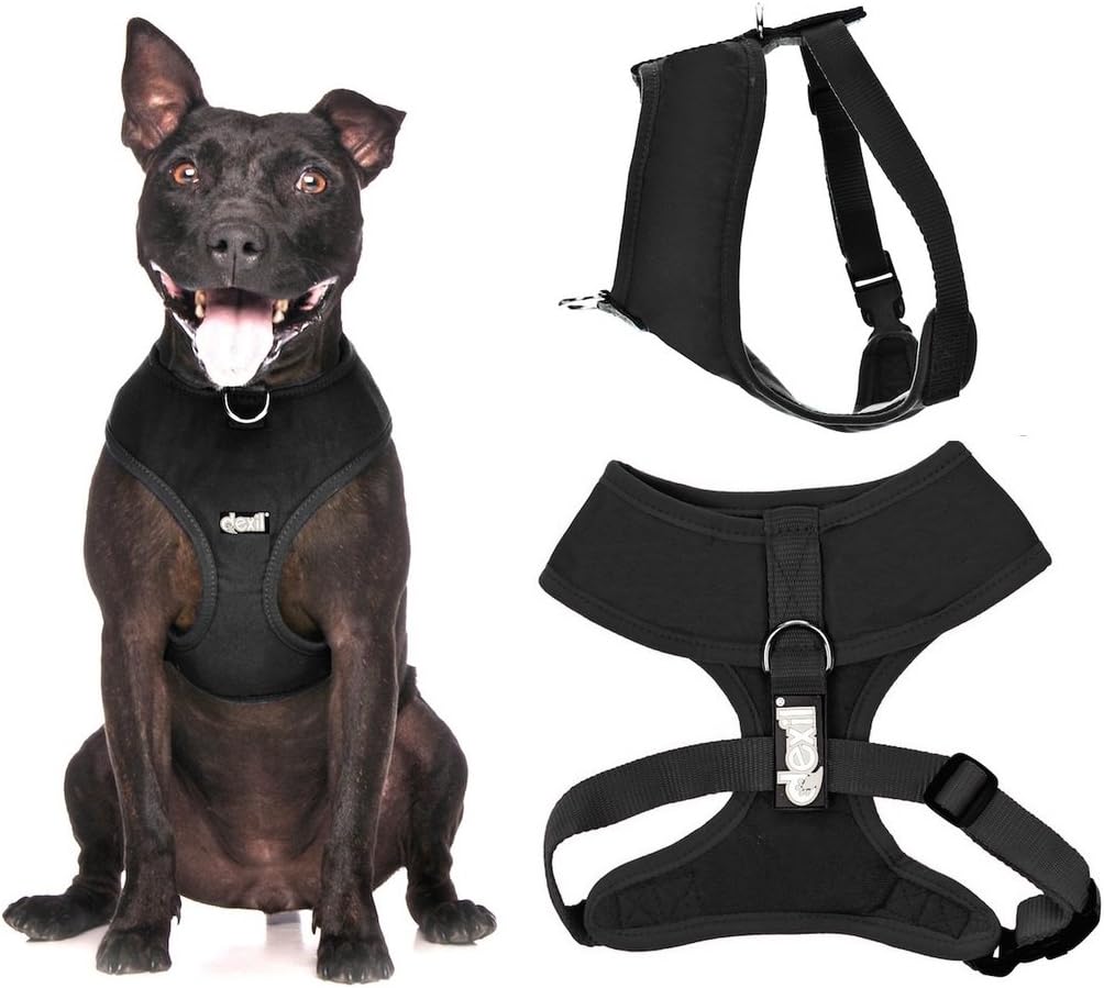 Dexil Elite Range Luxury Padded Waterproof Adjustable Back and Front Ring Non-Pull Large Pet Dog Vest Harness (Liquorice Black - Image 3