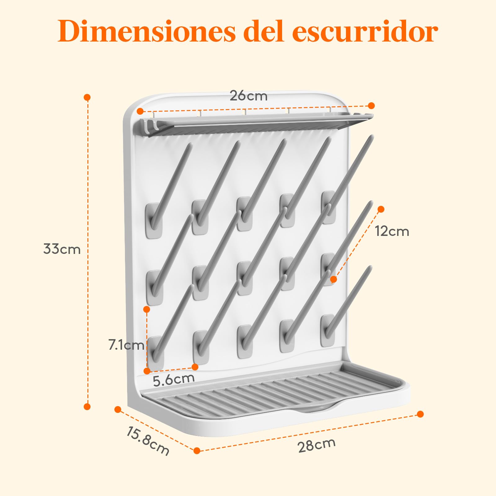Lifewit Escurridor Grande para Biberones, Escurridor Vertical con 15 Ganchos y Caja ExtraíBle para Tetinas, Apto para Pajitas a PresióN y Accesorios para Sacaleches