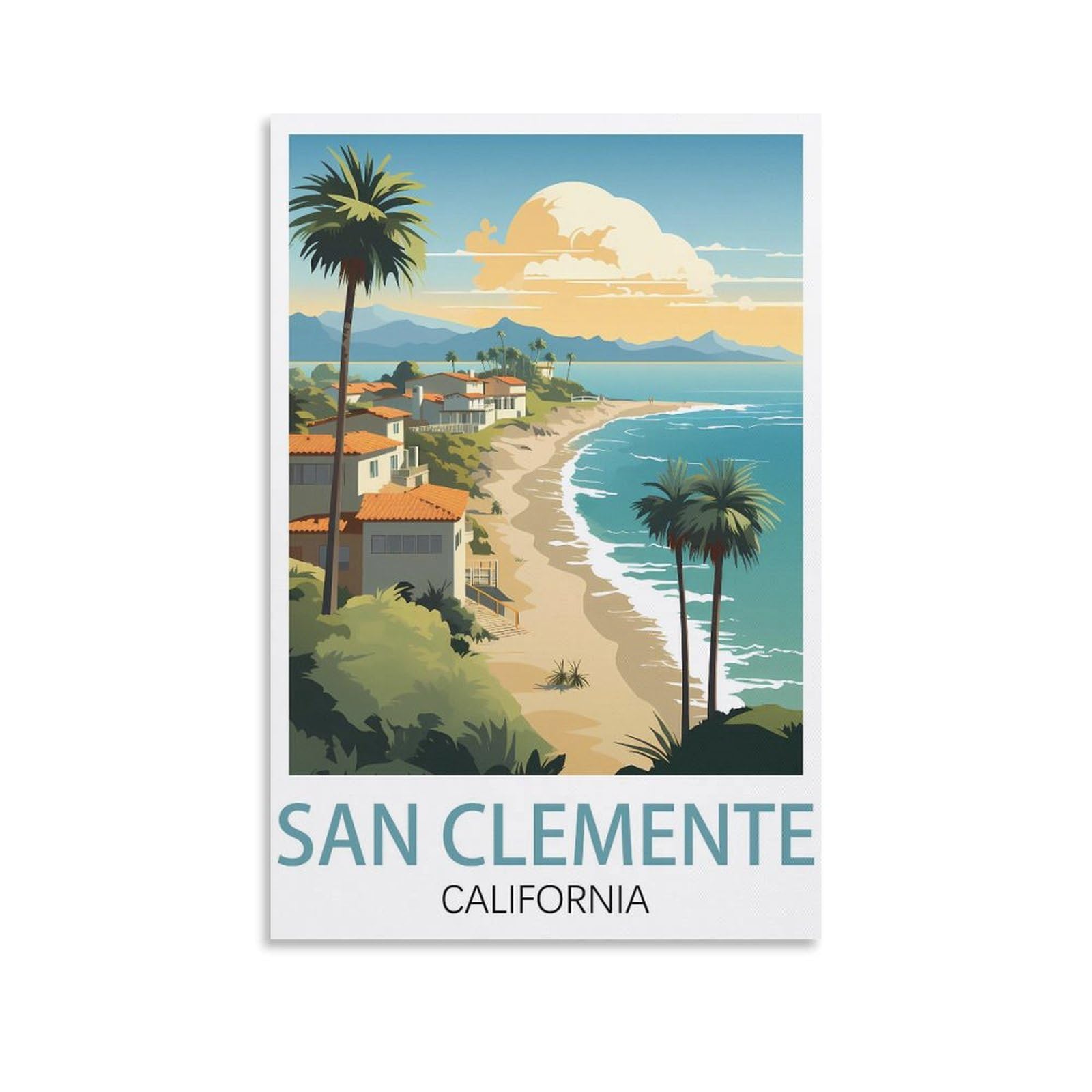 EZMLFA 5D Diamond Art Kits for Beginner,San Clemente California,Diamond Art House DIY Diamond Art Kits for Home Wall Decor 40x40cm