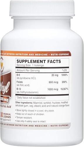 Miniatura 2 de Nutri-Supreme Research Kosher B12 Lozenge (Metil) W B6- Ácido fólico y Biotina 100 Lozenges